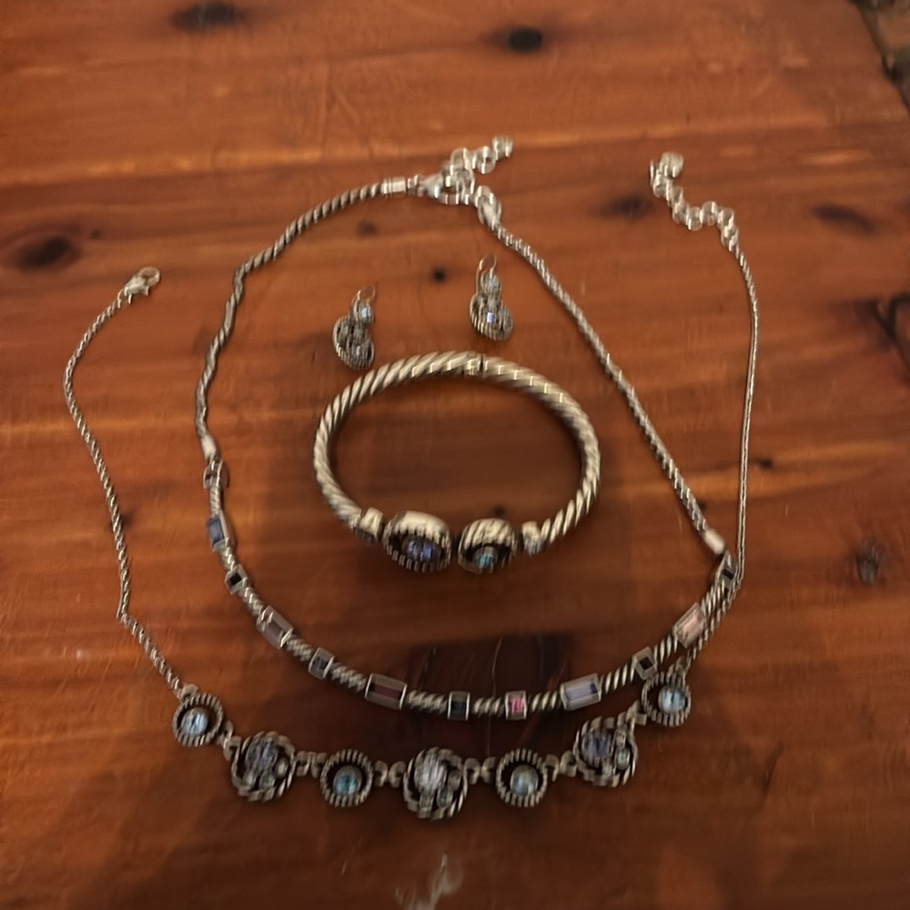 Elegant Silver and Blue Jewelry Set
